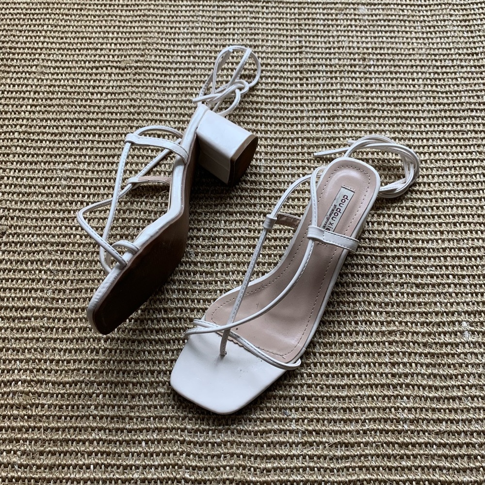 White Strappy Heeled Sandals